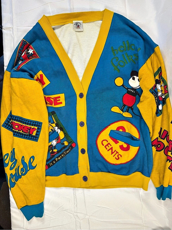 Disney Sweaters - Vintage 90s Mickey & Co. Mickey Mouse 25 Cents color block Cardigan.  Size XL